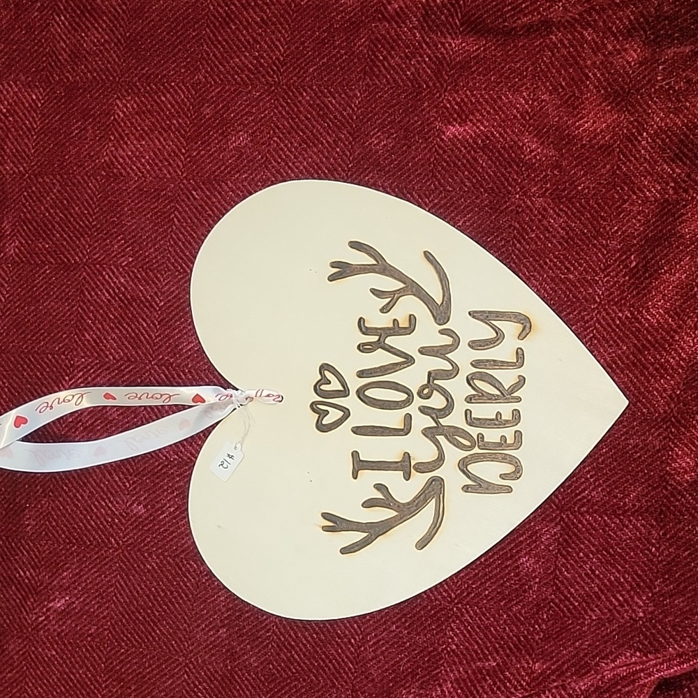I love you deerly pyrography heart